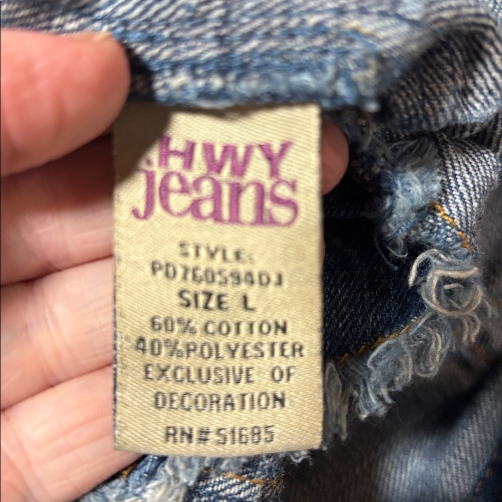 Large women's Highway Jeans brand cropped distressed Blue Jean Jacket - Picture 8 of 8